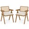 Set of 2 Rattan Accent Chairs with Padded Cushion & Rubber Wood Frame for Living Room